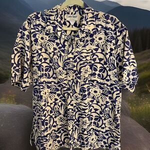 Cooke Street Shirt‎ Large Blue Hawaiian Button Down Collared Honolulu EUC